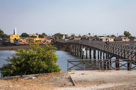 JOAL-FADIOUTH, SENEGAL - NOVEMBER15, 2019: Bridge over historic Fadiauth Island. Senegal. West Africa.のeditorial素材