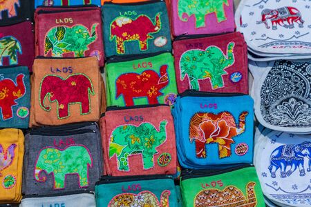  Souvenir market at Luang Prabang in Laos. Homemade artworks by local people.の写真素材