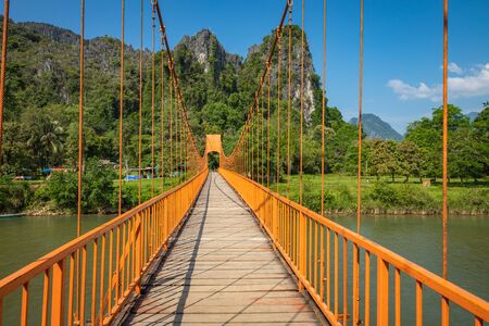 Bridge in Vang Vieng, Laos Southeast Asia.の写真素材