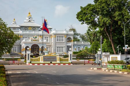 VIENTIANE, LAOS - OCTOBER 05, 2019: Vientiane presidential palace in the heart of Laos capital city.のeditorial素材