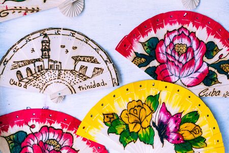 Traditional handcrafted merchandise for sale in Trinidad, Cuba.の写真素材