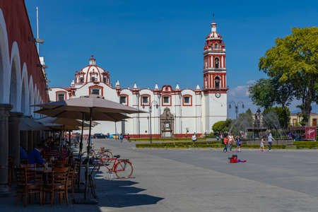 Traditional architecture in Cholula, Mexico.のeditorial素材