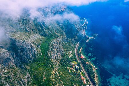 Aerial view of French Riviera coast near of Nice, Cote d'Azur, France, Europe.