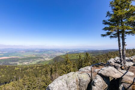 Stolowe Mountains National Park view from Szczeliniec Wielki near Kudowa-Zdroj, Poland. A popular destination for trips in Poland.の写真素材