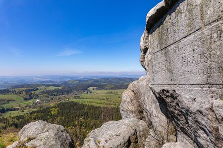 Stolowe Mountains National Park. View from Szczeliniec Wielki near Kudowa-Zdroj, Lower Silesia, Poland.の写真素材