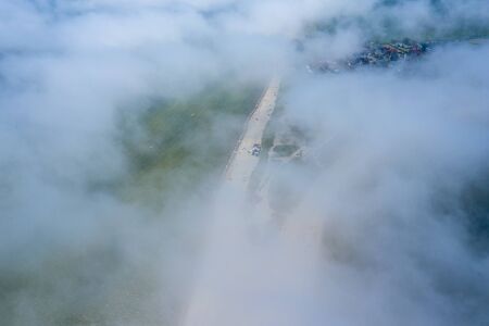 Rewa, Poland. Aerial view of Isthmus Rewski in summer at the Baltic Sea in Rewa, Pomeranian voivodship, Poland.の写真素材
