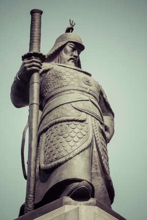 Statue of Admiral Yi Sunsin on Gwanghwamun plaza in Seoul, South Korea.