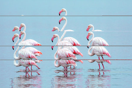 Greater flamingo (Phoenicopterus roseus)の写真素材