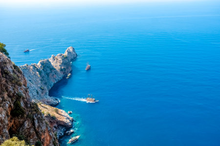 View of the sea from the rockの写真素材