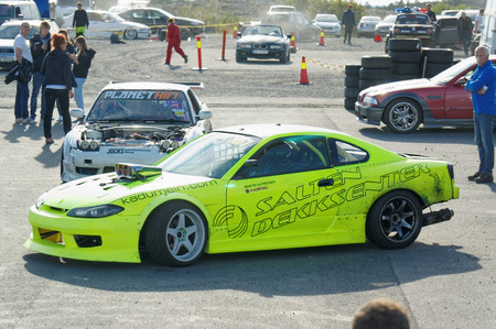 Froya Airport, Norway, 12 september 2015: Norwegian drifting car racing.  Motor sports competitions...