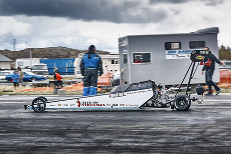 Froya, Norway, 24 June 2016: Norwegian high-skill motor sport  competitions and demonstration of fast cars drifting in Norway. Race car while driving. Cars drifting, burning out, sliding, cars driving fast. Island in the Atlantic Ocean and Norwegian fjordのeditorial素材
