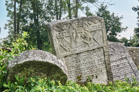 OLESZYCE, POLAND - SEPTEMBER 17, 2016:  The abandoned Jewish cemetery in Oleszyce. A cemetery survived in the area of 0.3 ha, on which 500 graves are located.のeditorial素材