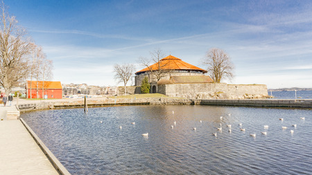 Kristiansand, Norway - June 4, 2015: Christiansholm is a tourist attraction by the Kristiansand Boardwalk and venue for a variety of cultural events and festivitiesのeditorial素材