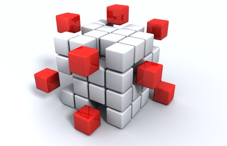 3d cube red and white