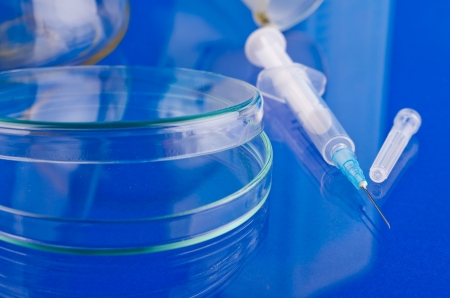 syringe and laboratory equipmentの写真素材