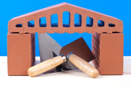 bricks and mason toolsの写真素材