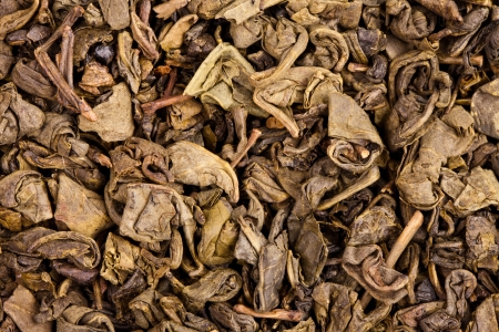 dry green tea leafの写真素材