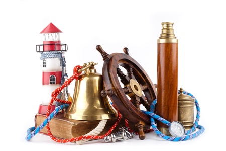 maritime adventure -marine equipment symbols isolated on white background