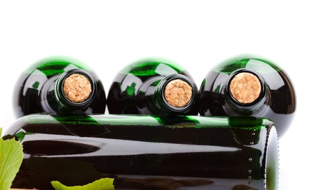 wine bottles on white backgroundの写真素材