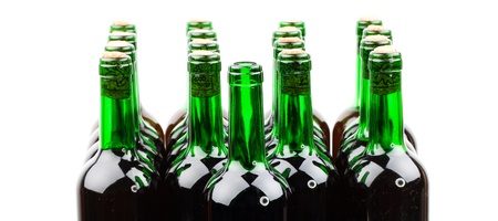 wine bottles on white backgroundの写真素材