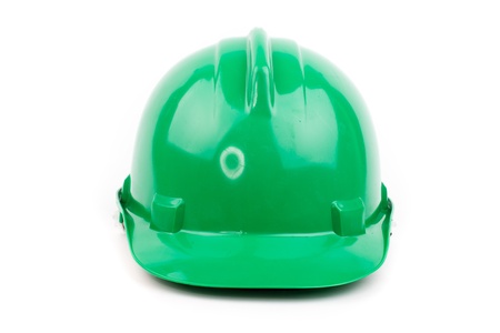 colorful safety hardhat isolated on whiteの写真素材