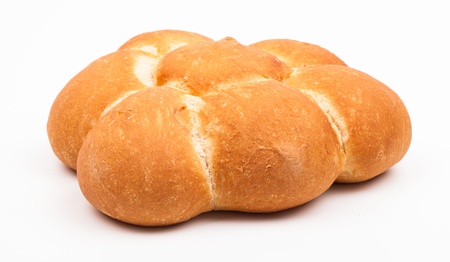 assortment of baked bread on white background 