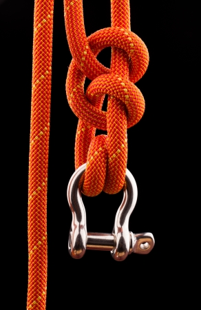 rope knot isolated on black backgroundの写真素材