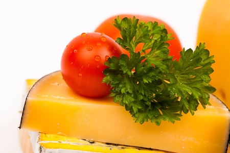 Various types of cheese  isolated on white の写真素材