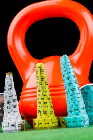 fitness equipment  isolated on blackの写真素材