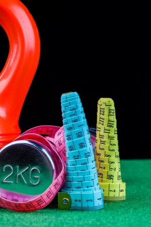 fitness equipment  isolated on blackの写真素材