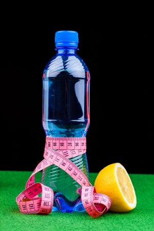 fitness water  isolated on blackの写真素材