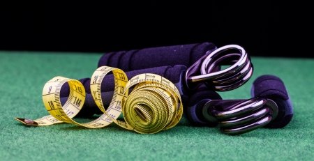 fitness equipment  isolated on blackの写真素材