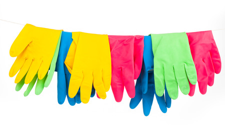 cleaning equipment isolated on whiteの写真素材