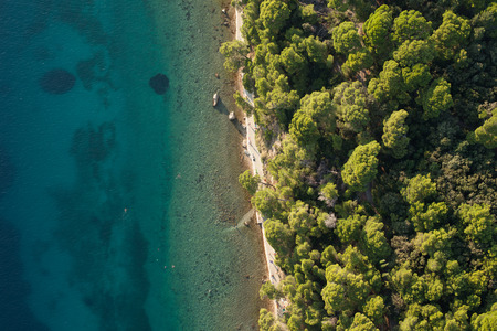 aerial view of croatia coast line Rab islandの写真素材