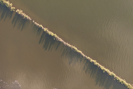 aerial view of lake bushesの写真素材