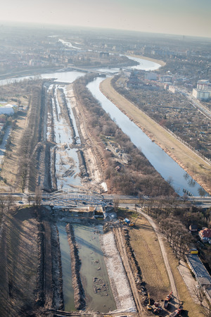 WROCLAW, POLAND - MARCH  02, 2014 Aerial view of Wroclaw cityのeditorial素材