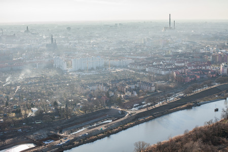 WROCLAW, POLAND - MARCH  02, 2014 Aerial view of Wroclaw cityのeditorial素材