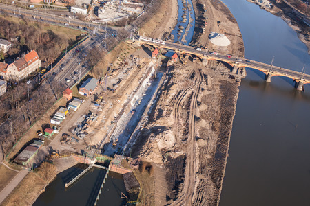 WROCLAW, POLAND - MARCH  02, 2014 Aerial view of Wroclaw cityのeditorial素材