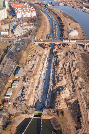 WROCLAW, POLAND - MARCH  02, 2014 Aerial view of Wroclaw cityのeditorial素材