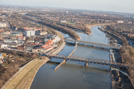 WROCLAW, POLAND - MARCH  02, 2014 Aerial view of Wroclaw cityのeditorial素材