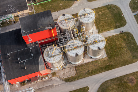 aerial view of alcohol  factory near Nysa city  in Polandのeditorial素材