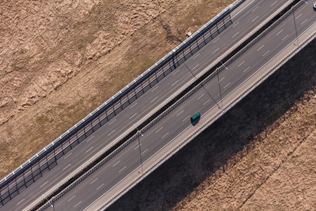 aerial view of highway in Polandの写真素材
