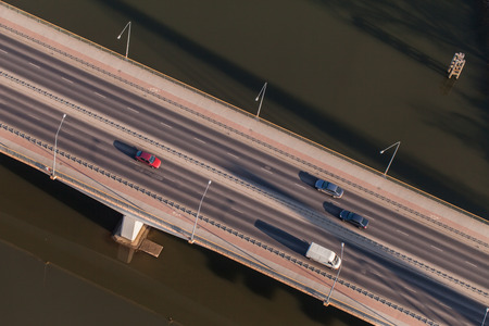 aerial view of highway  bridge in Polandの写真素材