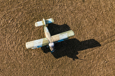 aerial view of old planes on airfield in Polandの写真素材