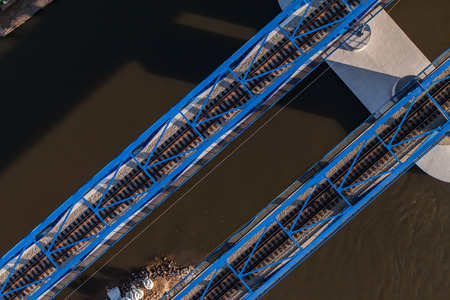 aerial view of railwaybridge in Polandの写真素材
