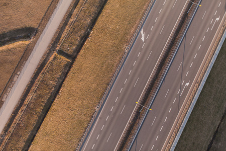 aerial view of highway in Polandの写真素材