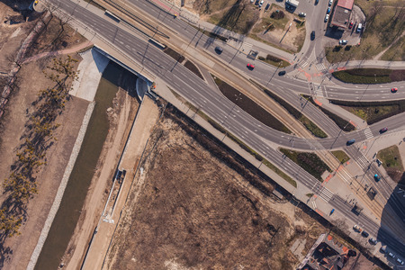 aerial view of city center in Wroclaw in Polandの写真素材