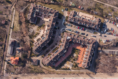 aerial view of city center in Wroclaw in Polandの写真素材