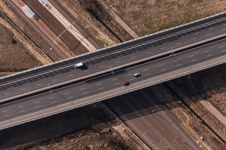 aerial view of highway in  Wroclaw Polandの写真素材
