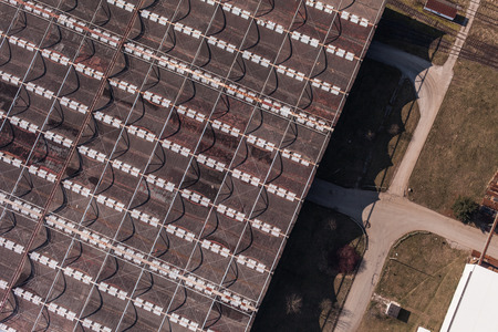 aerial view of the factory roof top in Polandの写真素材